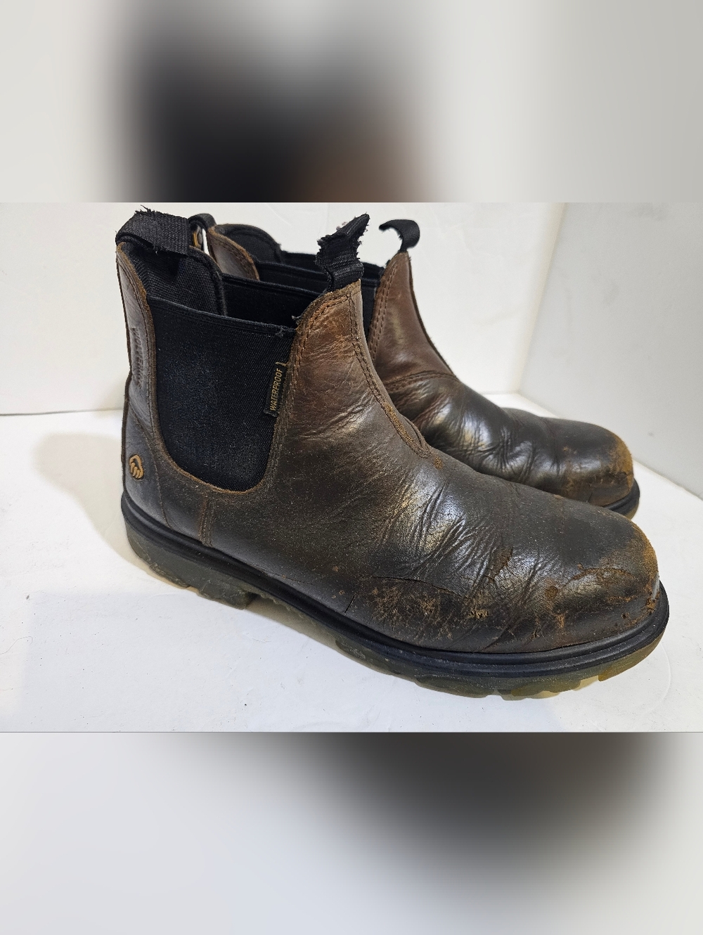 Men's Wolverine Leather Slip On Work Boots Size 9 EW